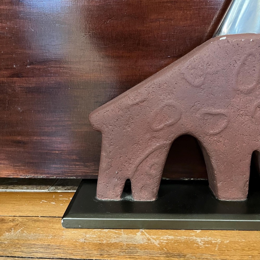 Giraffe Art Sculpture Doorstop- Textured Terracotta & Aluminum; Modrn Stmt Piece - Picture 5 of 6
